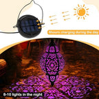 Aurelema 4 Pcs Hanging Solar Lights Moroccan Outdoor Decor Solar Lantern Waterproof Metal Moroccan Decorations for New Year Thanksgiving Patio Pathway Yard Porch Backyard Garden - Image 3