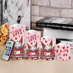 Heart and Gnome Flickering Flameless Candles Pillar LED Candles with Remote and Timer Set of 4 Color Changing Battery Operated Candles for Home Valentine's Day Decoration - Image 4