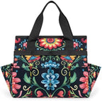Mexican Flowers Garden Tool Bag, Garden Tote Storage Bag with 10 Pockets, Indoor and Outdoor Colorful Mexican Gardening Tool Organizer for Women Men by CURLYOOT