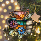 Floral Books and Tea Acrylic Suncatcher - Image 6