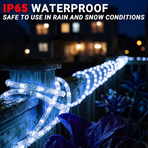 50ft Rope Lights For Outside, Connectable & Flexible Tube Lights with 8 Modes Controller,Waterproof Blue LED Rope Lighting for Deck,Garden,Pool,Patio,Bedroom, Indoor & Outdoor Landscape Strip Light - Image 5