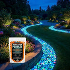 Colorful Glow-in-the-Dark Garden Stones, Luminous Pebbles Solar Powered Glowing Rocks for Walkways, Landscaping, Planters and Fish Tank Decor Outdoor Night Guide Decoration (Orange,400) by Unknown