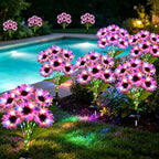 Solar Garden Lights Outdoor, 6 Pack Solar Multicolor Sunflower Lights with 36 Head 3.5 Inch Flowers, Waterproof Flowers Light Fall Decor Auto ON/Off for Garden Yard Patio, Gifts for Mom Women - Image 4