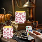 4Pcs Valentines Day Heart Stripes Flameless Candles with Remote Battery Operated Pillar Candles with Timer LED Tea Lights for Patio Porch Home Party Decorations - Image 4