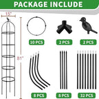 2-Pack 6.7FT Garden Obelisk Trellis for Climbing Plants,81”Metal Plant Support Tower,Heavy Duty Thickened Tube,Rustproof Black Vine & Flower Stand for Outdoor Indoor Use - Image 2