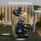 23.62" Bear Outdoor Water Fountain with LED Lights, Cascading Garden Water Feature for Patio, Yard & Balcony Decor - Image 2