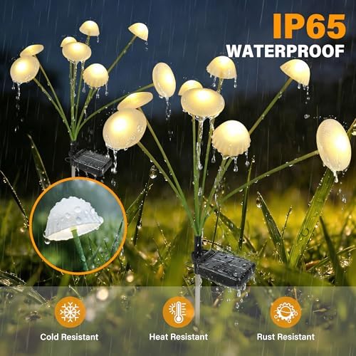 Solar Garden Lights Outdoor, 6Pack Solar Lights Garden Decor, Swaying Mushroom Lights Waterproof for Yard, Patio,Pathway Christmas Decoration,Gifts for Mom(Warm White) - Image 3