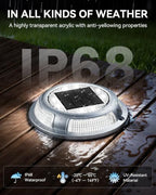 Solar Driveway Lights, 12 Pack Heavy Duty Driveway Lights Solar Powered 2 Color Mode (Cool/Warm White) IP68 Waterproof Outdoor Solar Deck Lights with Ground Stake for Pathway Garden Yard Walkway Dock - Image 3