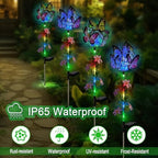 Solar Flowers Lights Outdoor Pathway,2 Pack Butterfly & Ball Garden Stakes - Image 2