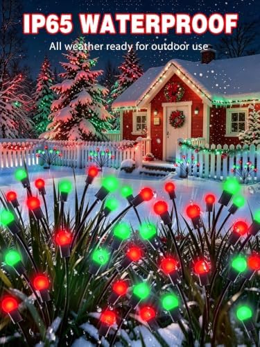 Christmas Decorations Outdoor Solar Firefly Lights 8 Pack Red and Green - Image 3