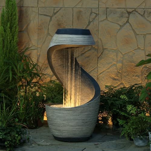 Sunlinua 37" Large S-Shaped Outdoor Water Fountain with Flat Top by Sunlinua
