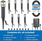 SUNVIE All-in-One LED Landscape Lighting Kit, 8-Pack Low Voltage Pathway Lights with Transformer and 100FT 16/2 AWG Wire, 3000K Waterproof Landscape Lights with Connectors for Walkway Garden Yard - Image 5