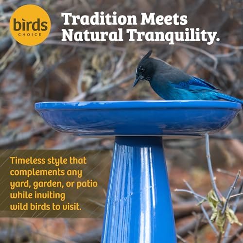 Birds Choice Ohio Stoneware Pedestal Bird Bath | 22" x 17" | Summer Green - Image 2