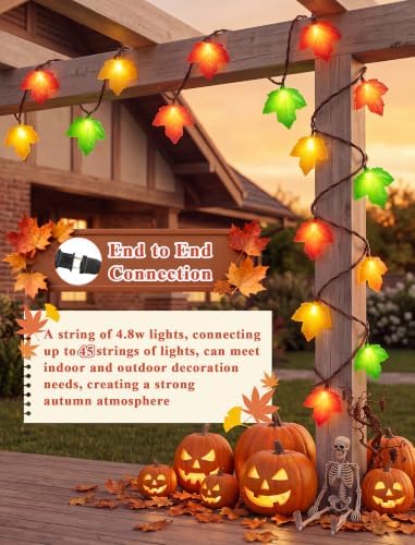 Fall Decor String Lights, 12FT 20 LED Thanksgiving Leaf Lights Plug in - Image 4