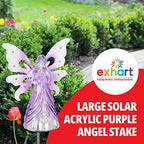 Exhart Garden Solar Lights, Decorative Angel Garden Stake, 13 LEDs, Cute Yard and Pathway Decor, Purple, 7 x 40 Inch - Image 2