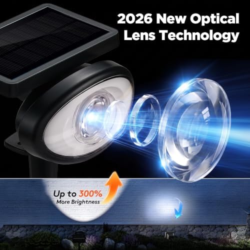 BlcTec Solar Spot Lights Outdoor, Upgraded Convex Lens Brighter Landscape Uplights IP68 Waterproof, 10 Colors+2 RGB Modes Spotlights for Garden Yard Path Halloween Christmas Decorations, 6 Packs - Image 2