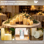 kakoya Flickering Flameless Candles Battery Operated with Remote and 2/4/6/8 H Timer Acrylic Led Pillar Candles Pack of 9 (D 3" xH 4" 5" 6") with Realistic 3D Wick Candles for Home Decor(Ivory) - Image 3