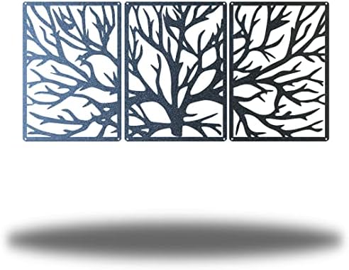 Riverside Designs 3 Panel Tree | Large Metal Art Sectioned Steel Decor | Made In USA | Multiple Sizes and Colors (Black, 30") by Allyoursteeld%C3%A9corneeds