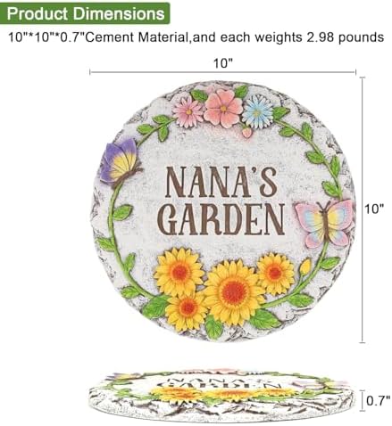 Garden Stepping Stones Set of 2,Ybenlld 10 inch Nana's Outdoor Garden Decor,Decorative Stones Pavers for Garden Walkway Landscaping,Grandma’s Gift - Image 3