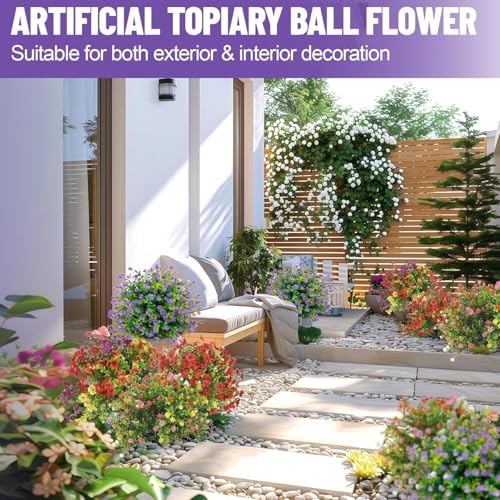 22 Inch Artificial Flower Stake Outdoor Decor - Multi-Color Garden Stakes for Yard & Lawn, No Fade Heavy Duty Plastic, All Season Decoration (2pcs-Red) - Image 5