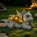 Solar Dragon Garden Statue, Dragon Statue Outdoor with Glowing Succulent by Ovewios