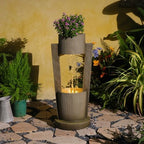 Sunlinua 31H Realistic Rock Outdoor Water Fountain with LED Light Brown - Image 2