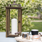 Stonebriar 18 Inch Rustic Wooden Candle Hurricane Lantern, For Table Top, Mantle, Wall Hanging, or Garden Display, Indoor & Outdoor Use, Extra Large - Image 7