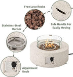 COSIEST 2-Piece Outdoor Propane Fire Pit Table Set w Tank Table, 28" Terrazzo Round Fire Table (Certified, 40,000 BTU) w 16" Tank Cover Side Table 20lb, Wind Guard, Rain Cover for Garden, Pool - Image 4