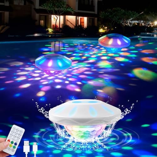 TEPENAR Rechargeable Floating Pool Lights: 2 Pack Pool Light that Float with RGB Color Changing Upper and Lower Floating Lights Remote Control IP68 Waterproof Bathtub Lights for Pond Garden Party by HOME