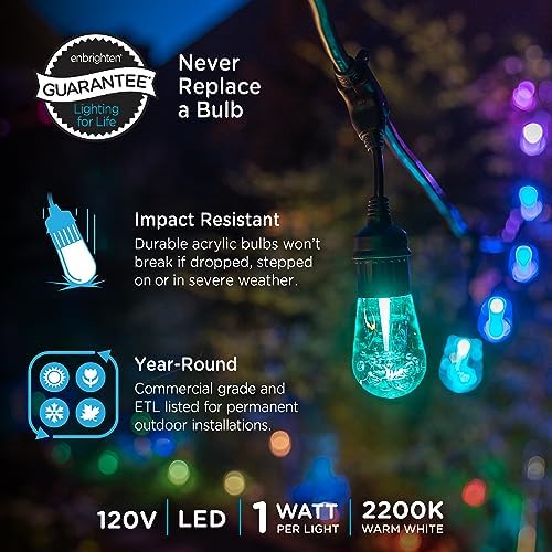 Enbrighten Vintage Outdoor String Lights, 48ft, 24 Bulbs, Remote Control - Image 2