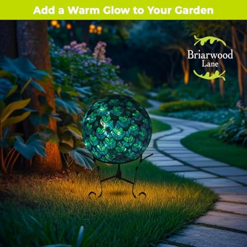 Briarwood Lane Everyday Gazing Ball 10x10 Blue and White Scalloped Solar LED Gazing Ball - Image 3