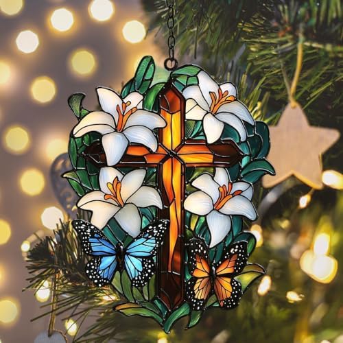 Floral Cross Acrylic Suncatcher - Image 6