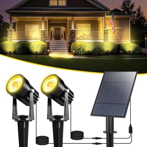 T-SUN Solar Spot Lights Outdoor, Dual Head Solar Spotlights, Warm White by T-SUN