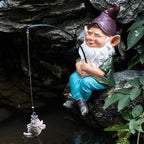 Gnomes Decoration for Yard Outdoor Garden Decor 9.7 Inch Tall Fishing Gnome Statue for Koi Pond, Waterfalls or Poolside Ornaments, Fisher Guy Outdoor Statues, Gift for Mom & Women - Image 5