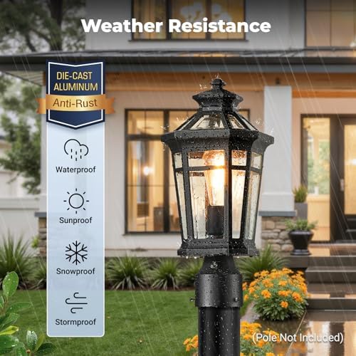 Dusk to Dawn Outdoor Post Lights Hard Wired with Pier Mount Base, 2 Packs Outdoor Lighting with Motion Sensor for Garage - Image 3
