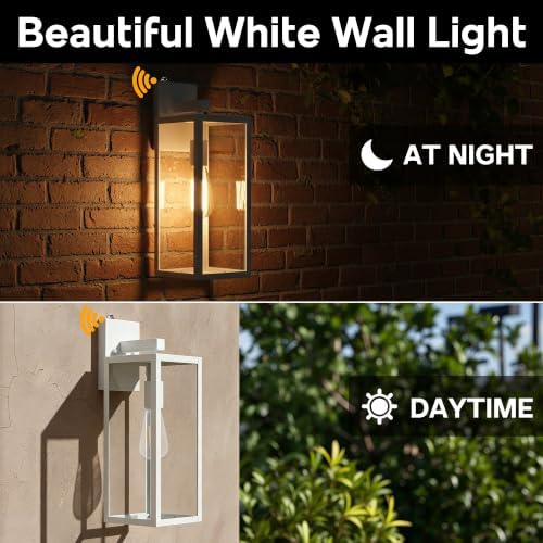 18 Inch White Large Outdoor Wall Lights Dusk to Dawn 2 Pack Outdoor Wall Sconces with Dusk to Dawn Sensor Porch & Patio Lights Large Size Outdoor Porch Light with Photocell Sensor Outdoor Lighting - Image 6