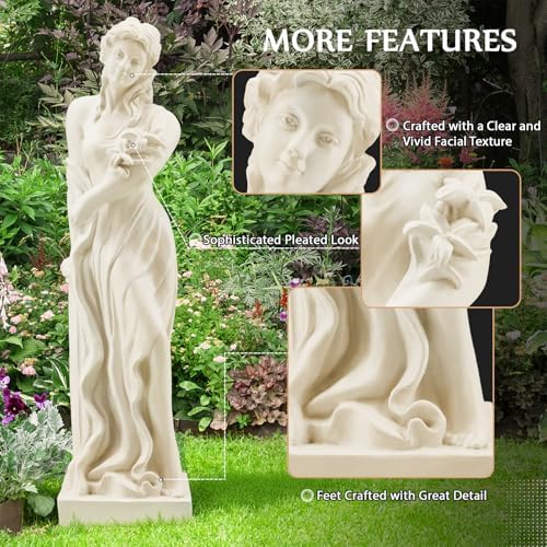 51" Nymph Garden Statue, Roman Goddess Sculpture for Outdoor Decor - Image 3