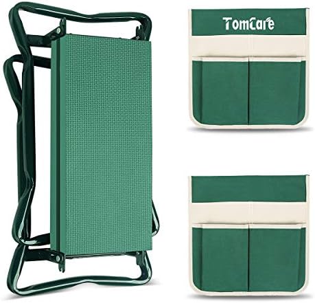 TomCare Upgraded Garden Kneeler Seat Widen Soft Kneeling Pad Garden Stools Garden Bench with 2 Large Tool Pouches Outdoor Foldable Gardening Gifts for Women Men Gardeners, Green - Image 4