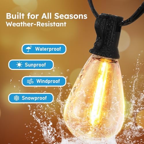 GvvooHome S11 LED Outdoor String Lights 300FT, Shatterproof & Waterproof Patio Lights with 92 Plastic Bulbs for Porch, Deck, Garden, Backyard, Balcony, 2700K Dimmable - Image 4