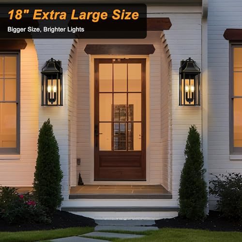 18IN Dusk to Dawn Outdoor Wall Sconce, 2-E12 Base Porch Light - Image 2