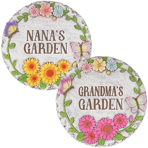 Garden Stepping Stones Set of 2,Ybenlld 10 inch Nana's Outdoor Garden Decor,Decorative Stones Pavers for Garden Walkway Landscaping,Grandma’s Gift by Ybenlld
