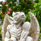 Zaer Ltd. Set of 2 Gothic Gargoyle Garden Statues, 28.4 Inch Tall Outdoor Sculptures (Distressed Gray) - Image 4