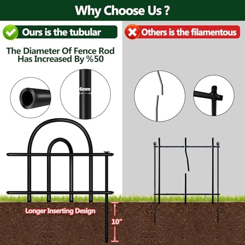 Decorative Garden Fence, 15 Panels No Dig Fence, 21.25 ft(L) x 13 in(H) Animal Barrier for Dogs Rabbits, Rustproof Metal Arched Decorative Garden Fences for Flower Bed, Outdoor, Yard, Patio - Image 3