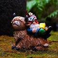 Pohabery Garden Gnomes Decor Outdoor Statues Gnome on Highland Cow Hold Solar Cup Light Outdoor Decorations for Patio,Yard and Gift for Mom（L by Pohabery