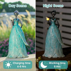 VChymm Solar Fairy Statue Collection Home Decoration 12.9 in - Leaf Angel Girls Resin Home Garden Decor for Outside or Inside Rustic Fairy Garden Outdoor Yard Figurines Gifts for Women - Image 4