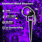 Halloween LED Black Light: 15W Spot Lights Outdoor UV Spotlight for Halloween Christmas | 2 PacK 110V Plug-in Blacklight with IP65 Waterproof for Party Body Paint Fluorescent Poster Neon Glow - Image 4