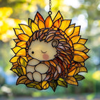 Cute Sleeping Hedgehog Acrylic Suncatcher by AVAGAN