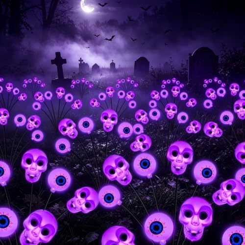 6 Pack Halloween Decorations Outdoor Solar Scary Eyeball Lights (Purple) by yulloyello