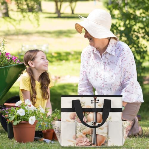 Music Violins Garden Tool Bag Organizer Heavy Duty Flower Gardening Tote Bag with 10 Pockets for Women Men Gardening Gifts - Image 6