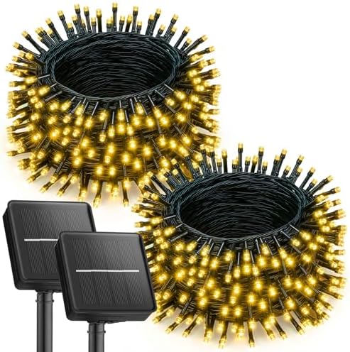 Brightown 2 Pack Solar Christmas Lights, Total 92FT 240 LED, Warm White by Brightown